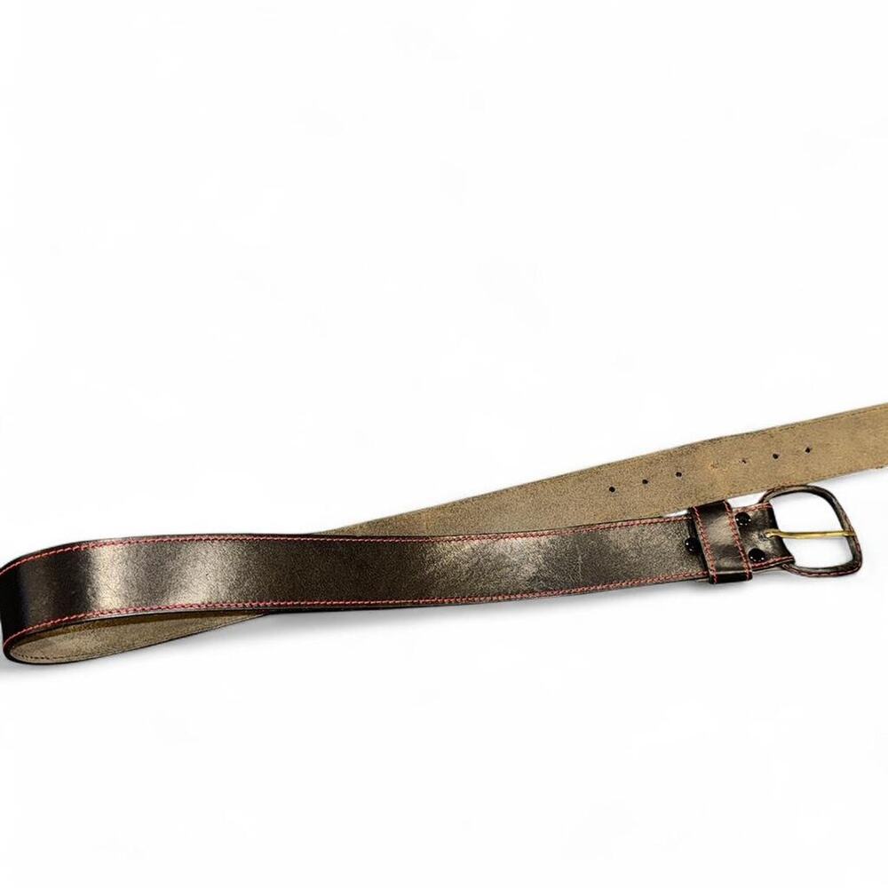 Black  leather belt with red trim - Picture 2 of 6